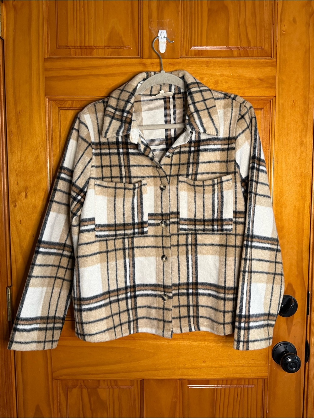 Melloday Plaid Shacket Jacket with Pockets Wool blend size medium